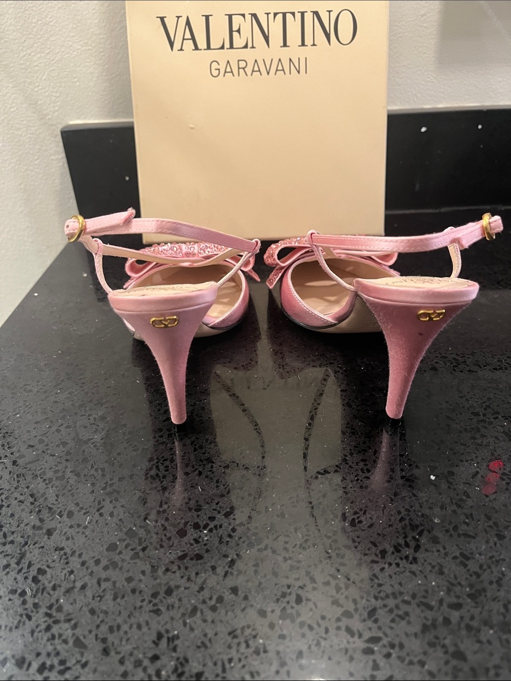 Valentino Garavani Pink Crystal Bow Slingback Pumps - Picture 3 of 8